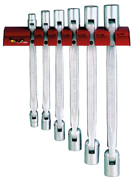 Double Flex Wrench Set Wall Rack 6 Pieces